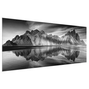 Tableau en verre Vestrahorn Noir et blanc - 80 x 30 x 0,4 cm - 80 x 30 cm