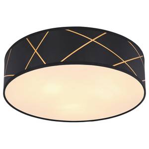 Plafondlamp Bemmo VII Zwart - Goud - Metaal - Plastic - Textiel - Hoogte: 12 cm