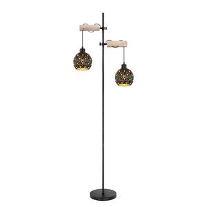 Staande lamp Jodie Zwart - Bruin - Glas - Metaal - Massief hout - 54 x 168 x 25 cm