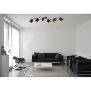Plafondlamp Bemmo VI Zwart - Goud - Metaal - Plastic - Textiel - 177 x 20 x 13 cm