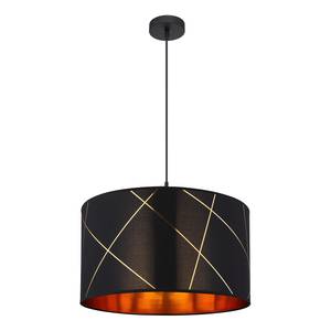 Hanglamp Bemmo II Zwart - Goud - Metaal - Plastic - Textiel - Hoogte: 140 cm