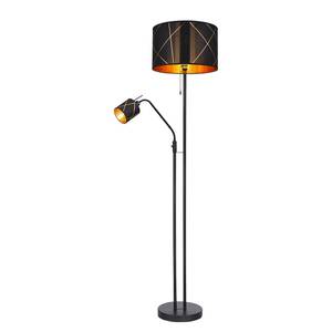 Staande lamp Bemmo II Zwart - Goud - Metaal - Plastic - Textiel - Hoogte: 175 cm