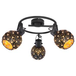 Plafondlamp Jodie II Zwart - Goud - Glas - Metaal - Hoogte: 29 cm