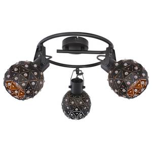 Plafondlamp Jodie II Zwart - Goud - Glas - Metaal - Hoogte: 29 cm