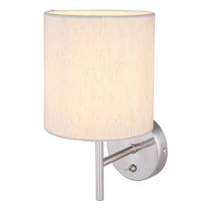 Wandlamp Ava Beige - Zilver - Metaal - Textiel - 15 x 26 x 19 cm