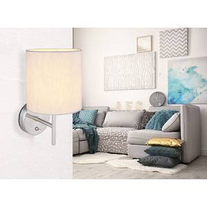 Wandlamp Ava Beige - Zilver - Metaal - Textiel - 15 x 26 x 19 cm