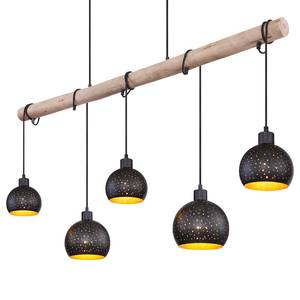 Hanglamp Adaja Zwart - Goud - Metaal - Massief hout - 130 x 120 x 18 cm