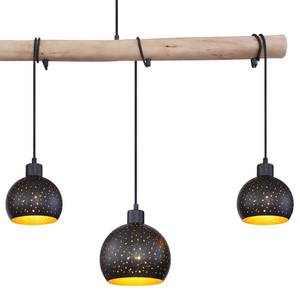 Hanglamp Adaja Zwart - Goud - Metaal - Massief hout - 130 x 120 x 18 cm