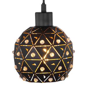 Tafellamp Jodie Zwart - Bruin - Glas - Metaal - Massief hout - 34 x 55 x 18 cm