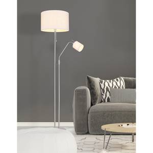 Staande lamp Ava II Beige - Zilver - Metaal - Textiel - Hoogte: 175 cm