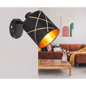 Wandlamp Bemmo I Zwart - Goud - Metaal - Plastic - Textiel - 13 x 17 x 16 cm