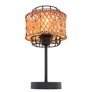 Tafellamp Gina Zwart - Bruin - Metaal - Massief hout - Hoogte: 32 cm