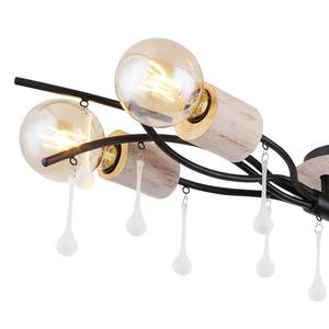 Plafondlamp Nole Zwart - Bruin - Glas - Metaal - Massief hout - 9 x 15 x 21 cm
