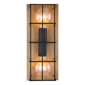 Wandlamp Merril I Zwart - Bruin - Metaal - Massief hout - 18 x 43 x 17 cm