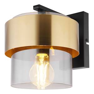 Wandlamp Milley Zwart - Goud - Glas - Metaal - 18 x 22 x 24 cm