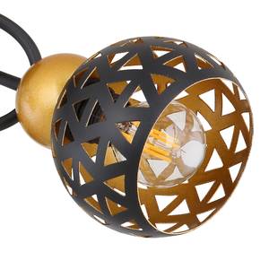Plafondlamp Sarra III Zwart - Goud - Metaal - Hoogte: 20 cm