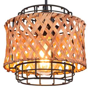 Hanglamp Gina II Zwart - Bruin - Metaal - Massief hout - Hoogte: 120 cm