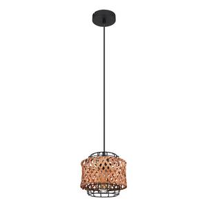 Hanglamp Gina II Zwart - Bruin - Metaal - Massief hout - Hoogte: 120 cm