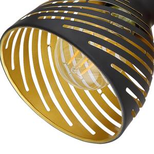 Wandlamp Lenna Zwart - Bruin - Metaal - Massief hout - 13 x 17 x 25 cm