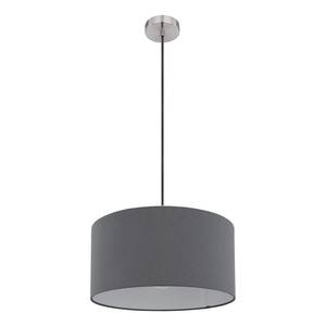 Hanglamp Sanna Grijs - Wit - Metaal - Plastic - Textiel - Hoogte: 140 cm