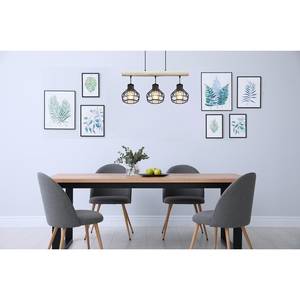 Hanglamp Clastra Zwart - Bruin - Metaal - Massief hout - 70 x 120 x 18 cm