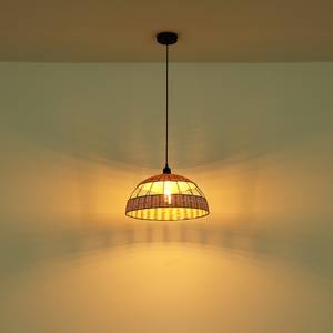 Hanglamp Strahler Zwart - Bruin - Metaal - Natuurvezel - Hoogte: 120 cm