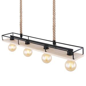 Hanglamp Trixi Zwart - Bruin - Metaal - Massief hout - 95 x 120 x 15 cm