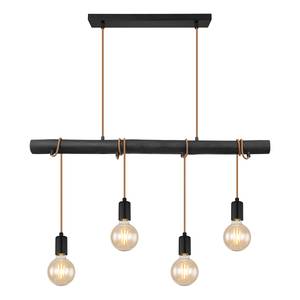 Hanglamp Leo Zwart - Metaal - Massief hout - 90 x 120 x 6 cm