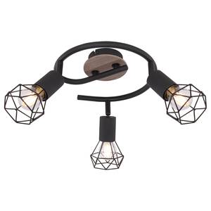 Plafondlamp Xara VI Zwart - Metaal - Massief hout - Hoogte: 22 cm
