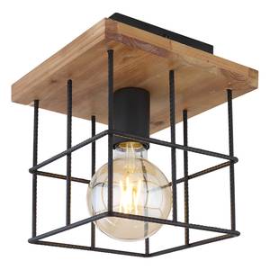 Plafondlamp Merril I Zwart - Bruin - Metaal - Massief hout - 20 x 20 x 20 cm