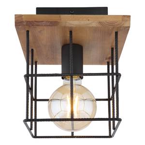 Plafondlamp Merril I Zwart - Bruin - Metaal - Massief hout - 20 x 20 x 20 cm