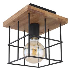 Plafondlamp Merril I Zwart - Bruin - Metaal - Massief hout - 20 x 20 x 20 cm