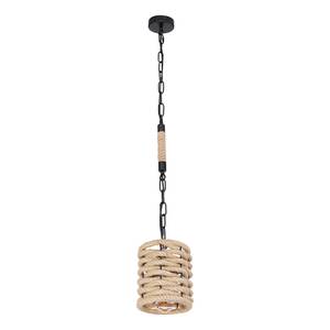 Hanglamp Halia I Beige - Zwart - Metaal - Natuurvezel - Hoogte: 150 cm