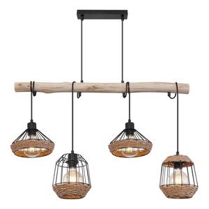Hanglamp Surri Zwart - Bruin - Metaal - Massief hout - 105 x 120 x 21 cm