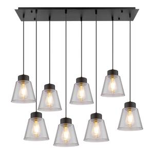 Hanglamp Gumba III rookglas / ijzer - 8 lichtbronnen