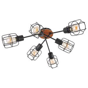 Plafondlamp Willa VII Zwart - Metaal - Massief hout - Hoogte: 24 cm