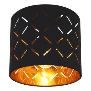 Plafondlamp Clarke II Zwart - Goud - Metaal - Textiel - Hoogte: 21 cm