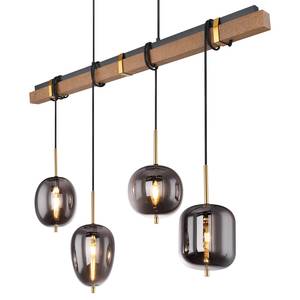 Hanglamp Blacky I Grijs - Glas - Metaal - Massief hout - 100 x 140 x 19 cm