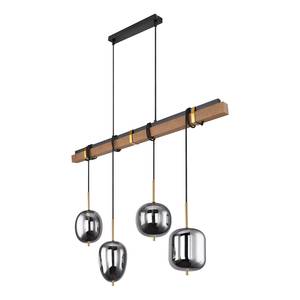 Hanglamp Blacky I Grijs - Glas - Metaal - Massief hout - 100 x 140 x 19 cm