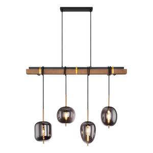 Hanglamp Blacky I Grijs - Glas - Metaal - Massief hout - 100 x 140 x 19 cm