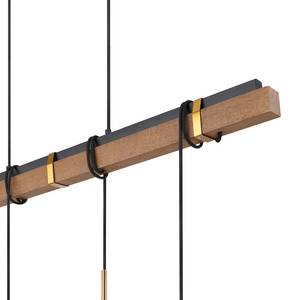 Hanglamp Blacky I Grijs - Glas - Metaal - Massief hout - 100 x 140 x 19 cm