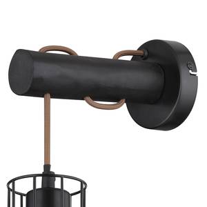 Wandlamp Mina Zwart - Metaal - Massief hout - 14 x 33 x 24 cm