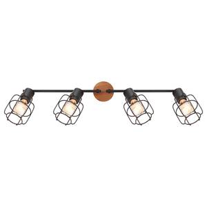 Plafondlamp Willa IV Zwart - Metaal - Massief hout - 80 x 24 x 11 cm