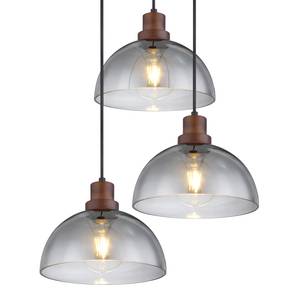 Hanglamp Salsa I Zwart - Bruin - Glas - Metaal - Massief hout - Hoogte: 120 cm