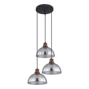 Hanglamp Salsa I Zwart - Bruin - Glas - Metaal - Massief hout - Hoogte: 120 cm