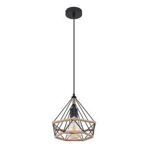 Hanglamp Ulleu II Zwart - Bruin - Metaal - Natuurvezel - Hoogte: 150 cm