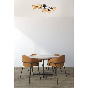 Plafondlamp Wenna Zwart - Bruin - Metaal - Massief hout - 62 x 20 x 39 cm