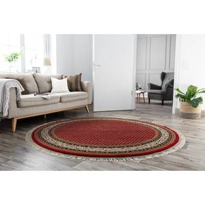 Tapis en laine Chandi Mir rond 100 % laine vierge - Rouge - Diamètre : 150 cm