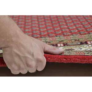 Tapis en laine Chandi Mir rond 100 % laine vierge - Rouge - Diamètre : 150 cm