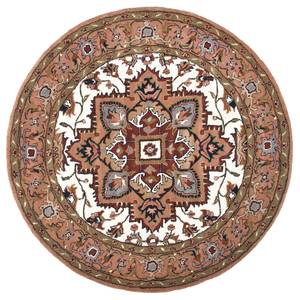 Wollen vloerkleed Royal Heriz II scheerwol - Bruin - Diameter: 100 cm